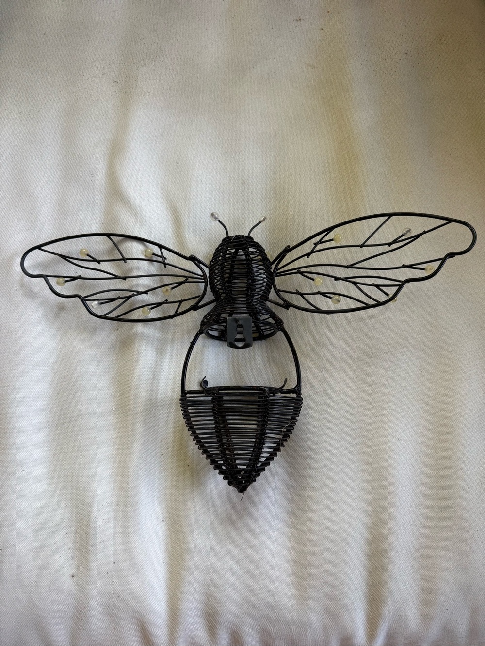 Black Metal Bee Wall Decor with Wings